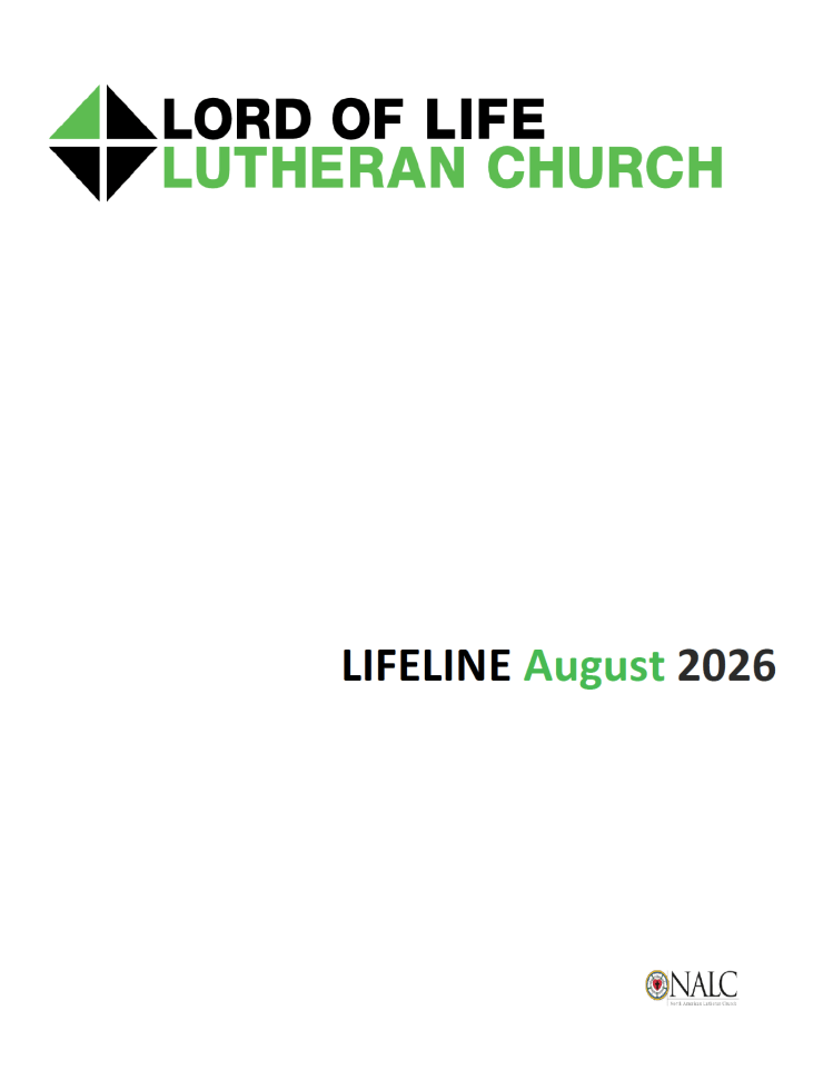 August 2026 Lord of Life Lutheran Church newsletter